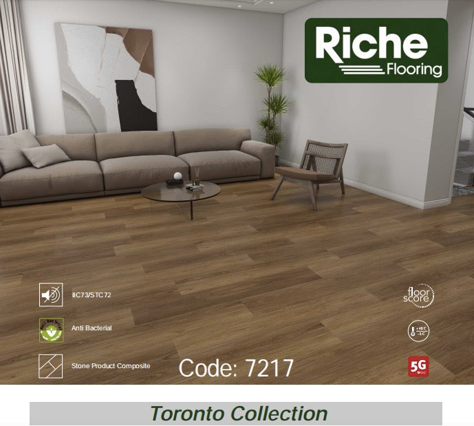 Riche Warm Chestnut SPC Vinyl Plank Flooring | 9mm Waterproof with EVA Pad | 7.09" Wide – Main View