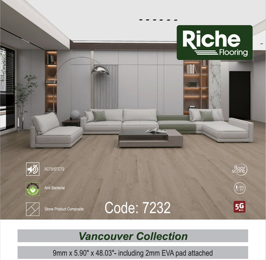 Riche Flooring 9mm SPC Vinyl Flooring – Coastal Greige (12mil Wear Layer) – Main View
