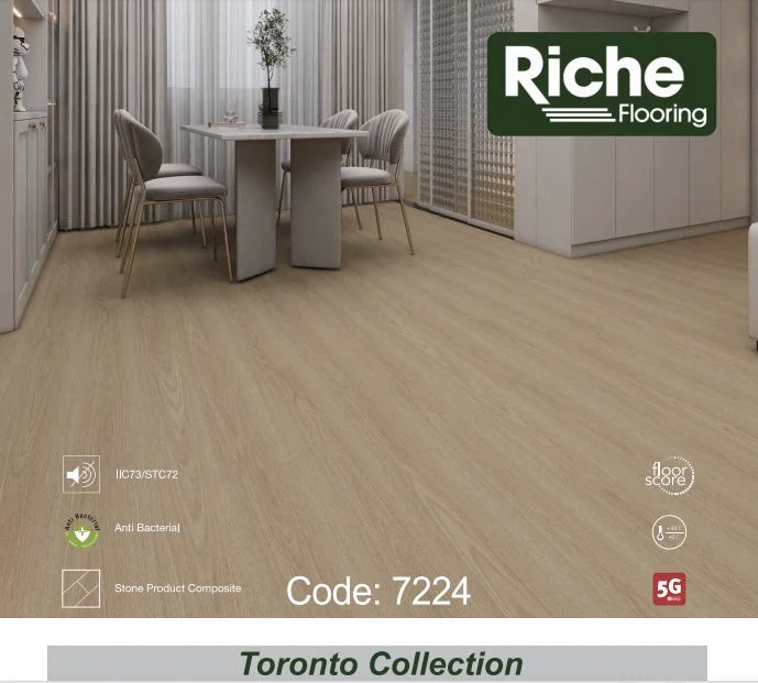 Riche Flooring T-Molding 7224 – Light Wheat Oak – 2400 x 45 x 7 mm PVC