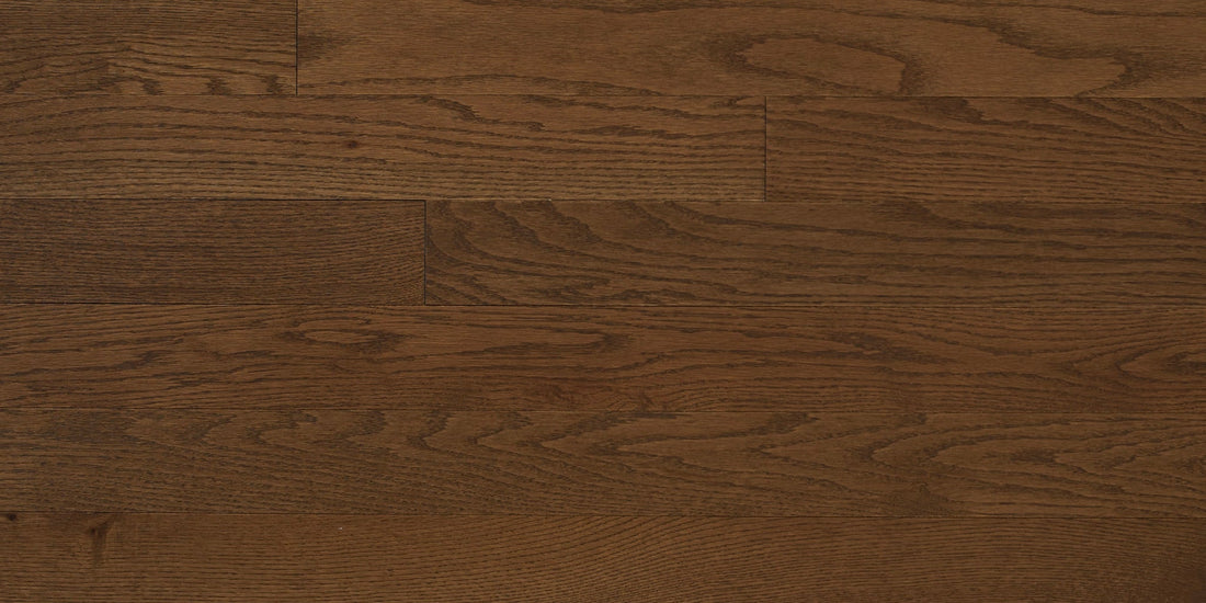 Sample photo of Appalachian Treebark solid red oak planks in a deep brown tone with open oak grain