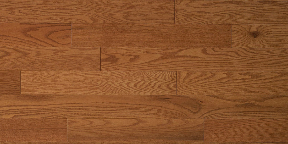 Appalachian Honey red oak solid hardwood planks in a warm honey tone for a mid-century home