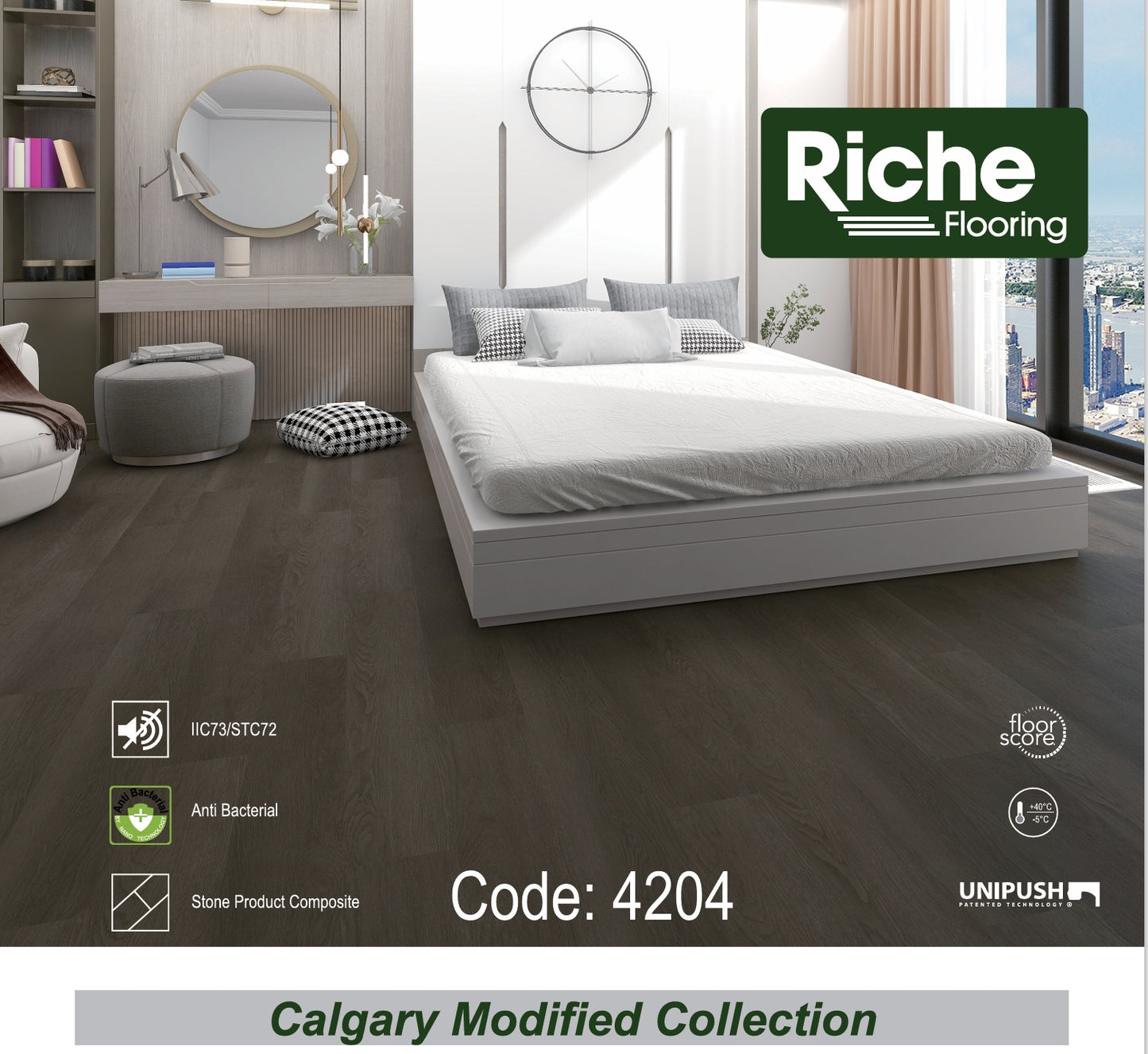 Riche Truffle Brown Oak SPC LVP Vinyl Plank Flooring | 6mm Waterproof with IXPE Pad | 7.09" Wide – Detail View