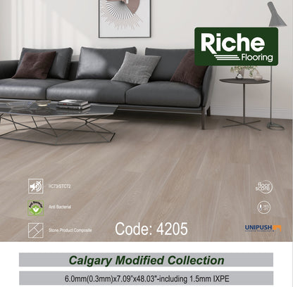 Riche Moonlight Oak SPC LVP Vinyl Plank Flooring | 6mm Waterproof with IXPE Pad | 7.09" Wide – Detail View