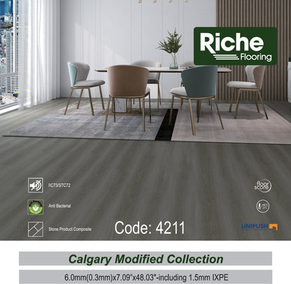 Riche Taupe Grey Oak SPC LVP Vinyl Plank Flooring | 6mm Waterproof with IXPE Pad | 7.09" Wide – Detail View