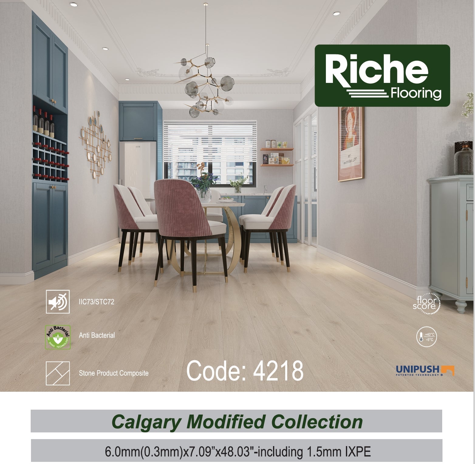 Riche Weathered Shore Oak SPC LVP Vinyl Plank Flooring | 6mm Waterproof with IXPE Pad | 7.09" Wide – Detail View
