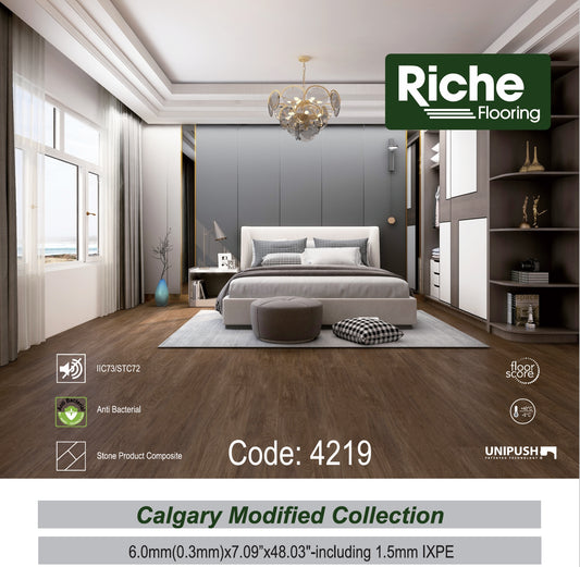 Riche Roasted Pecan SPC LVP Vinyl Plank Flooring | 6mm Waterproof with IXPE Pad | 7.09" Wide