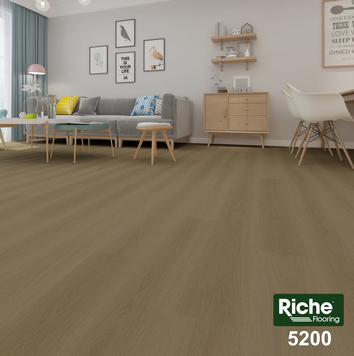 Riche Olive Sand Oak SPC LVP Vinyl Plank Flooring | 6.5mm Waterproof with IXPE Pad | 7.09" Wide