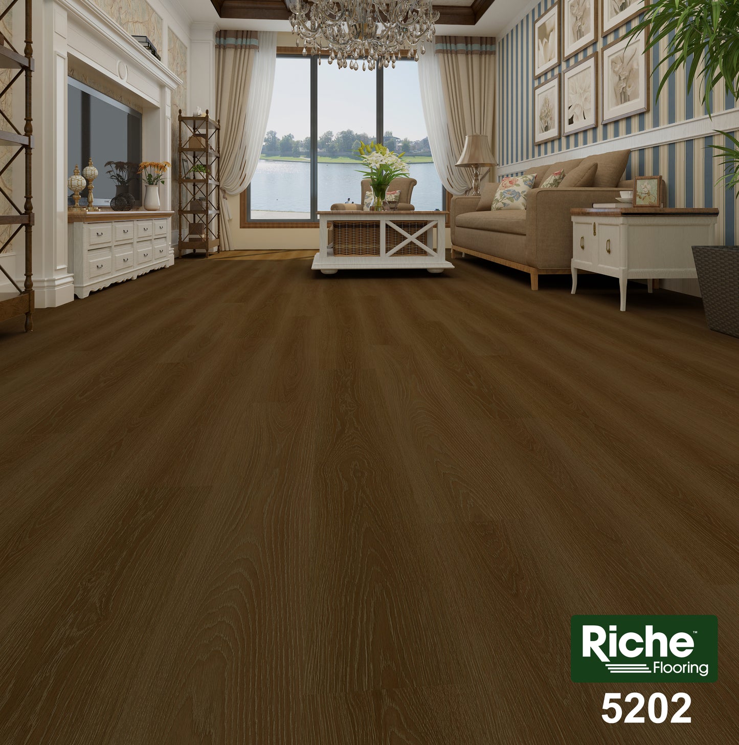 Riche Dark Espresso Oak SPC LVP Vinyl Plank Flooring | 6.5mm Waterproof with IXPE Pad | 7.09" Wide
