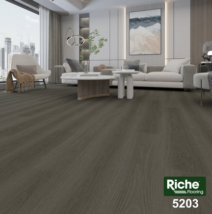 Riche Charcoal Storm Oak SPC LVP Vinyl Plank Flooring | 6.5mm Waterproof with IXPE Pad | 7.09" Wide