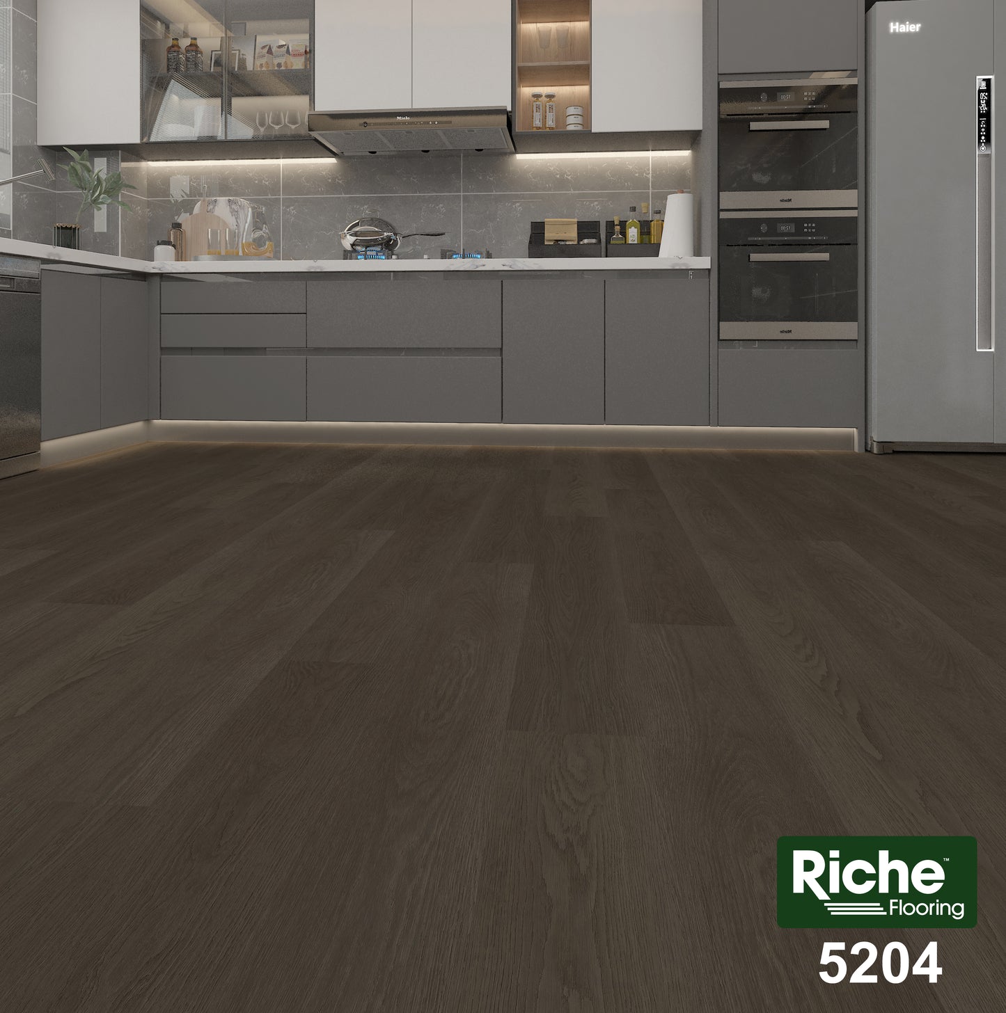 Riche Midnight Shadow Oak SPC LVP Vinyl Plank Flooring | 6.5mm Waterproof with IXPE Pad | 7.09" Wide