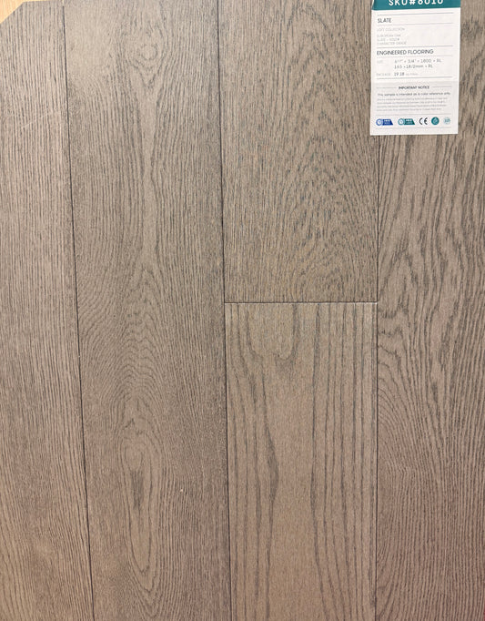 European Oak Engineered Hardwood Flooring – Slate | 6.5" Wide Plank – Main View