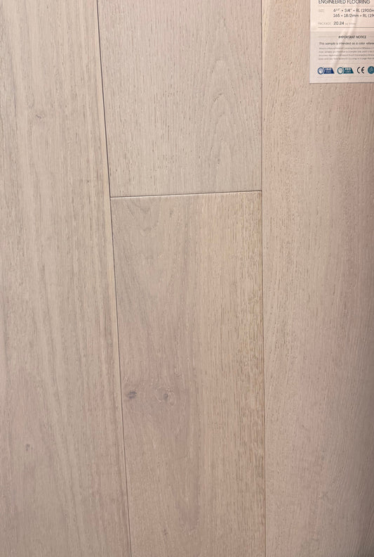 Top Floorings European Oak Engineered Hardwood Flooring – White Sand | 6.5" Wide | 3/4" Thick | Wire Brushed – Main View