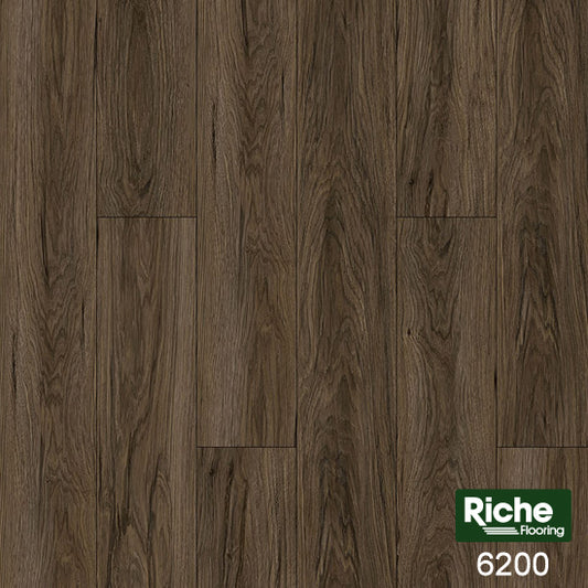Riche Dark Walnut SPC Vinyl Plank Flooring | 8mm Waterproof with EVA Pad | 5.9" Wide