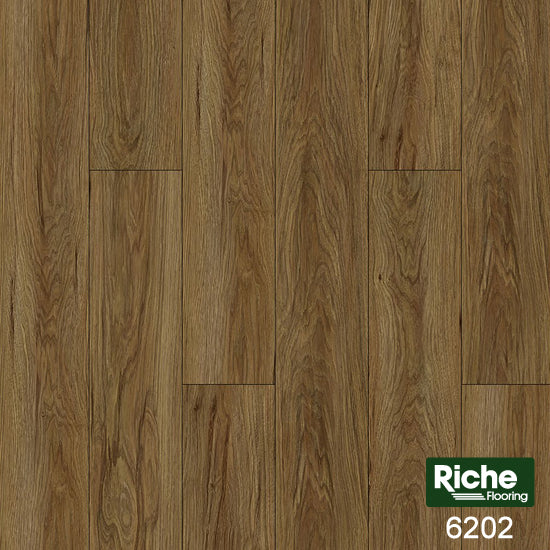 Riche Golden Hickory SPC Vinyl Plank Flooring | 8mm Waterproof with EVA Pad | 5.9" Wide – Main View
