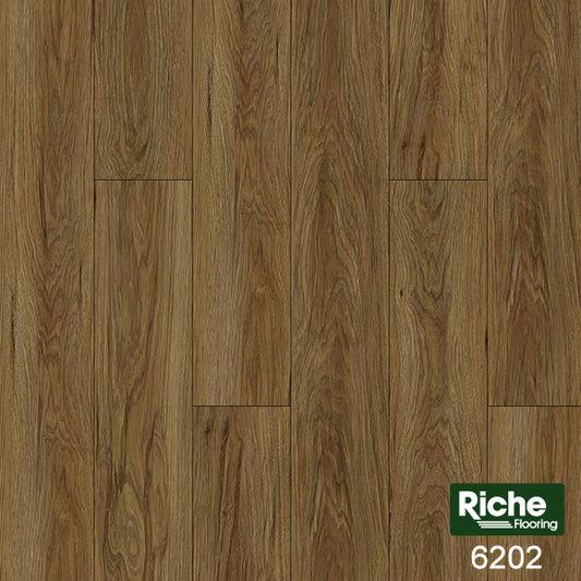 Riche Golden Hickory SPC Vinyl Plank Flooring | 8mm Waterproof with EVA Pad | 5.9" Wide