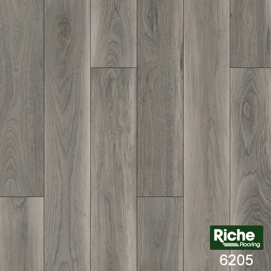 Riche Weathered Grey Oak SPC Vinyl Plank Flooring | 8mm Waterproof with EVA Pad | 5.9" Wide