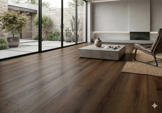Riche Flooring Heavy-Duty 8mm SPC Vinyl – Dark Roast Walnut (20mil Wear Layer)
