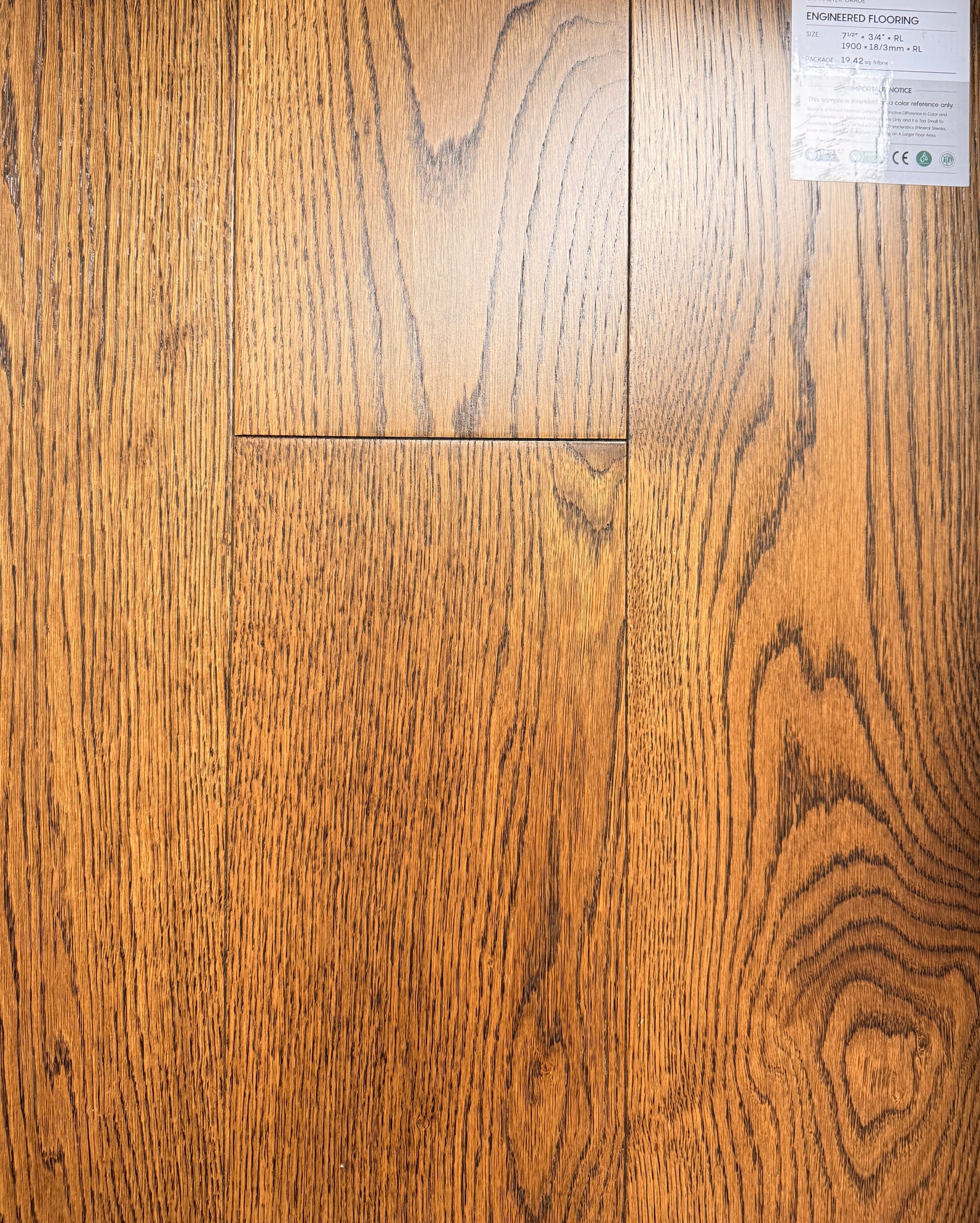 Hazelnut European Oak 7 1/2" Wide Engineered Hardwood Flooring - Character Grade – Main View