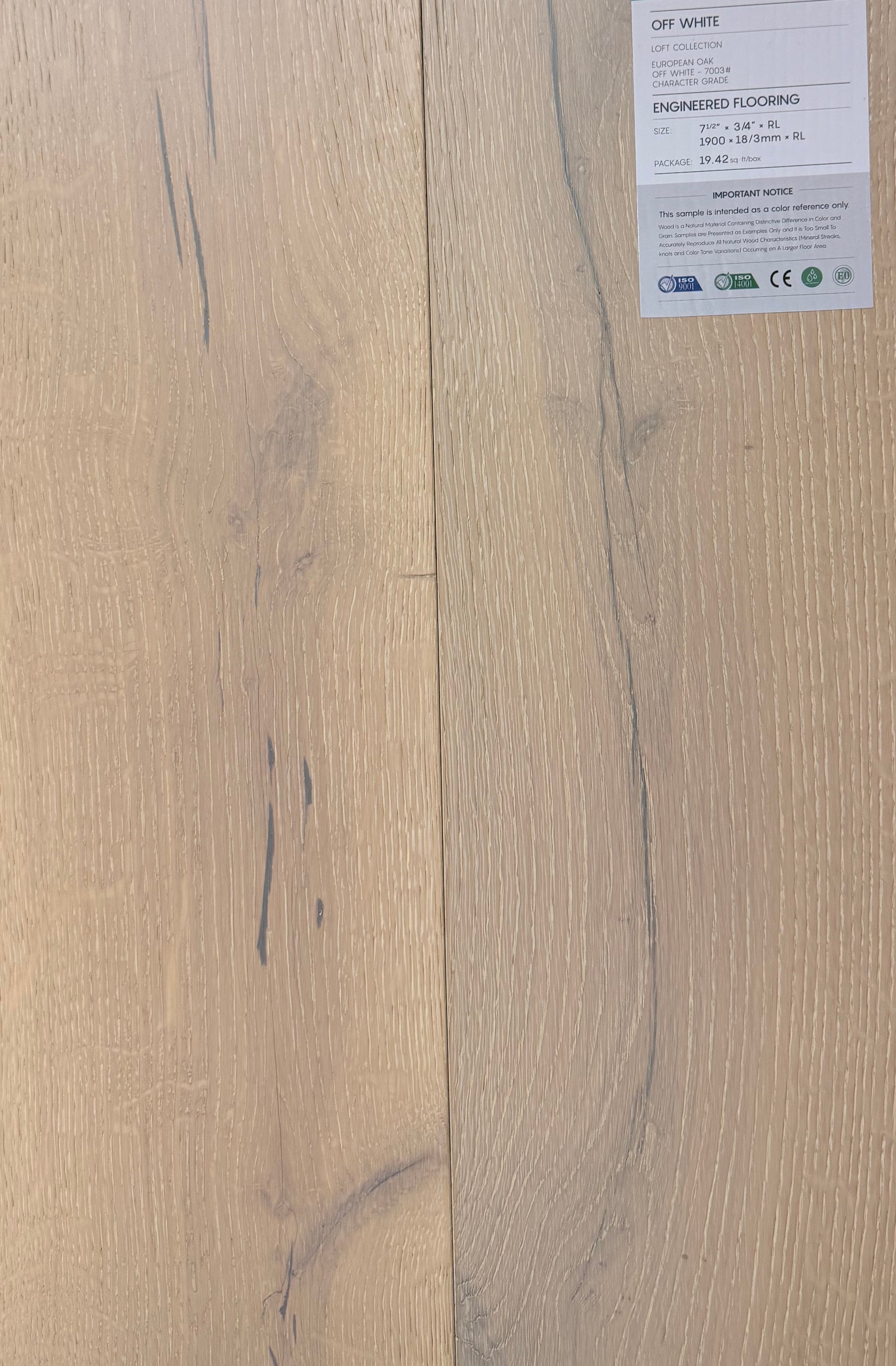 Top Floorings European Oak Engineered Hardwood Flooring – Off White | 7.5" Wide | 3/4" Thick | Wire Brushed – Main View