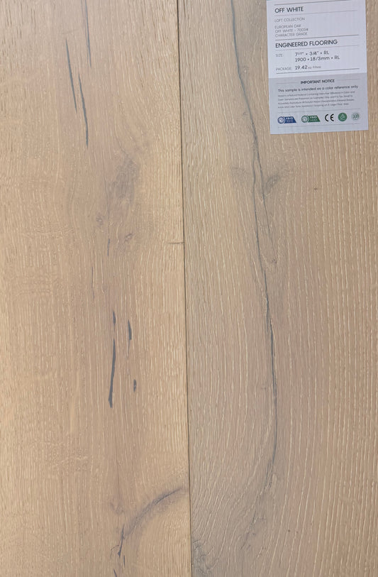 Top Floorings European Oak Engineered Hardwood Flooring – Off White | 7.5" Wide | 3/4" Thick | Wire Brushed – Main View