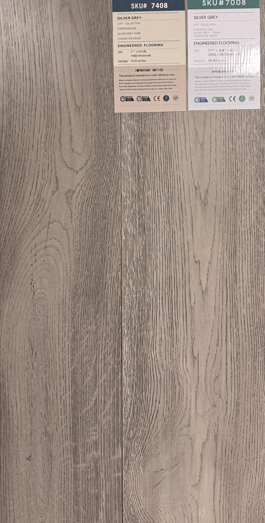 Top Floorings European Oak Engineered Hardwood Flooring – Silver Grey | 7.5" Wide | 3/4" Thick | Wire – Main View