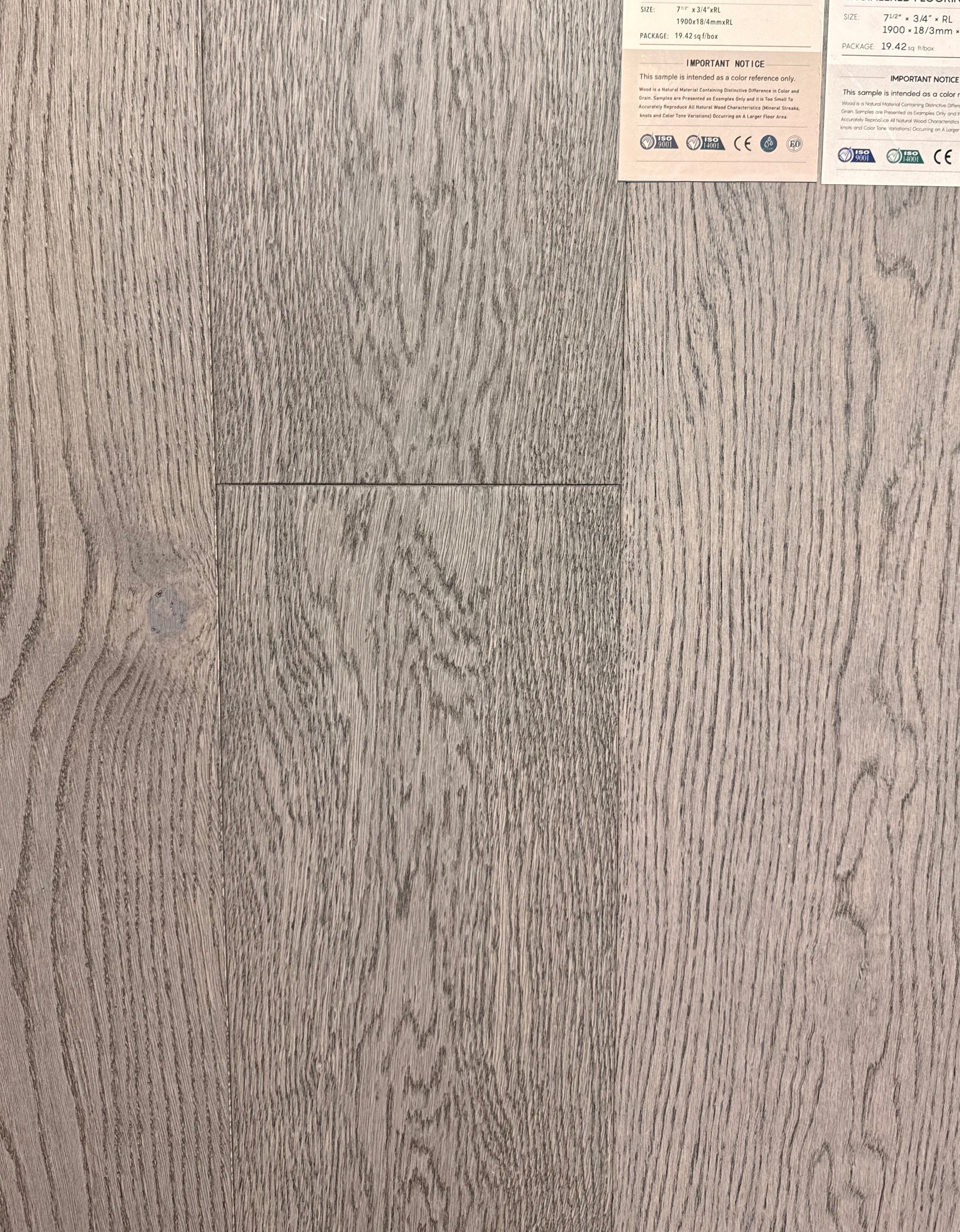 Top Floorings European Oak Engineered Hardwood Flooring – Pewter | 7.5" Wide | 3/4" Thick | Wire Brushed – Main View