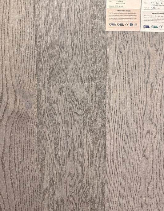 Top Floorings European Oak Engineered Hardwood Flooring – Pewter | 7.5" Wide | 3/4" Thick | Wire Brushed – Main View