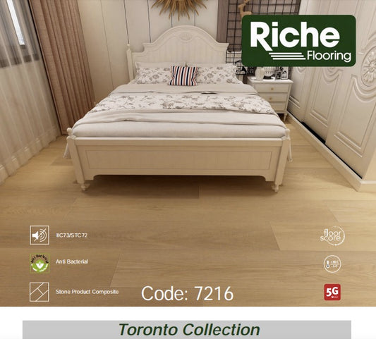 Riche Pale Champagne Oak SPC Vinyl Plank Flooring | 9mm Waterproof with EVA Pad | 7.09" Wide – Main View
