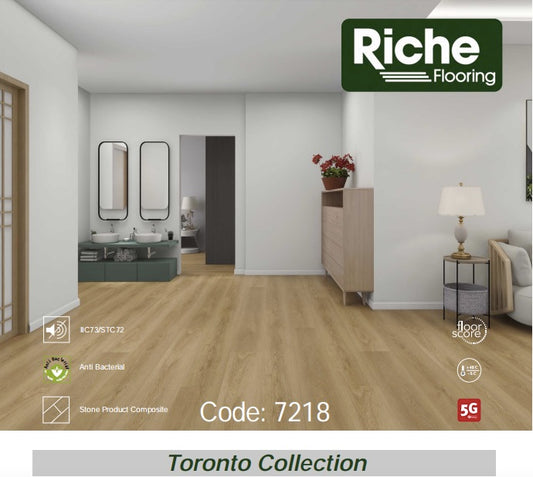 Riche Golden Harvest Oak SPC Vinyl Plank Flooring | 9mm Waterproof with EVA Pad | 7.09" Wide – Main View