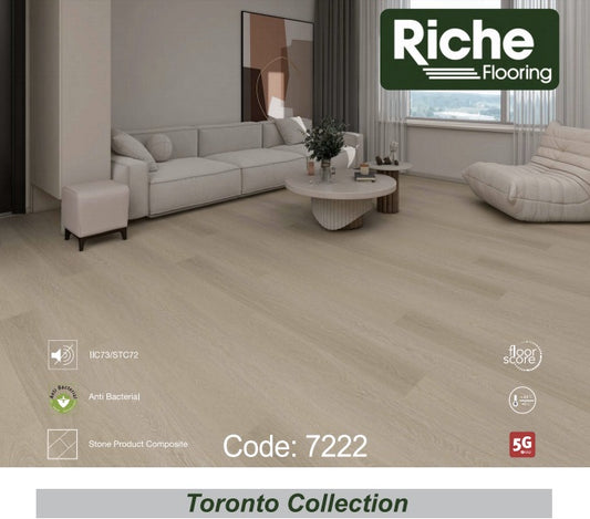 Riche Soft Sand Oak SPC Vinyl Plank Flooring | 9mm Waterproof with EVA Pad | 7.09" Wide – Main View