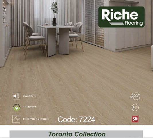 Riche Light Wheat Oak SPC Vinyl Plank Flooring | 9mm Waterproof with EVA Pad | 7.09" Wide – Main View