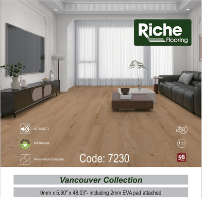 Riche Flooring 9mm SPC Vinyl Flooring – Pacific Teak (12mil Wear Layer) – Main View