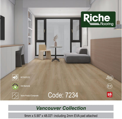 Riche Flooring 9mm SPC Vinyl Flooring – West Coast Sand (12mil Wear Layer) – Main View