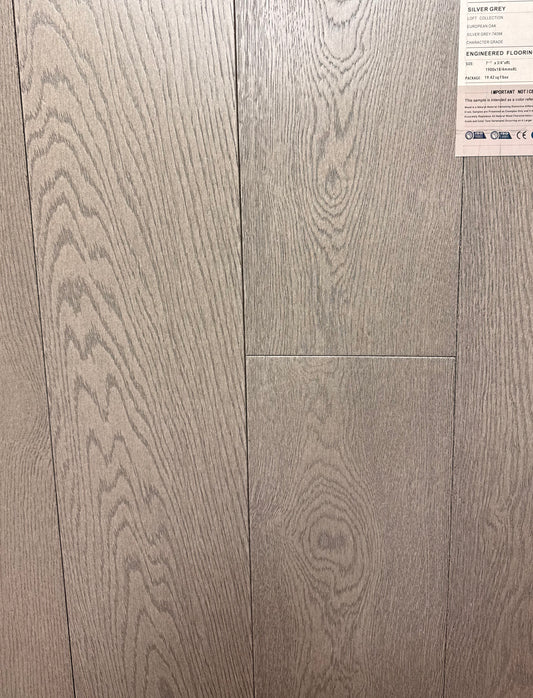 Top Floorings European Oak Engineered Hardwood Flooring – Silver Grey | 7.5" Wide | 3/4" Thick | 4mm Wear – Main View