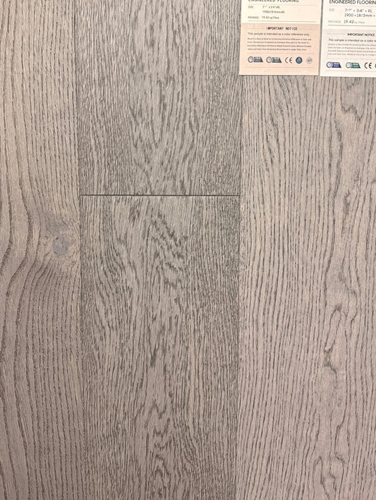 Top Floorings European Oak Engineered Hardwood Flooring – Pewter | 7.5" Wide | 3/4" Thick | 4mm Wear Layer – Main View