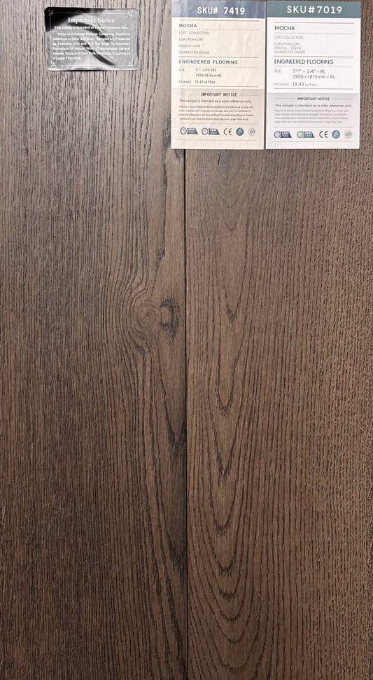 Top Floorings European Oak Engineered Hardwood Flooring – Mocha | 7.5" Wide | 3/4" Thick | 4mm Wear Layer | – Main View