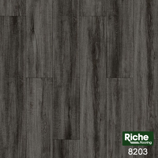 Riche Anthracite Oak SPC Vinyl Plank Flooring | 10mm Waterproof with EVA Pad | 5.9" Wide