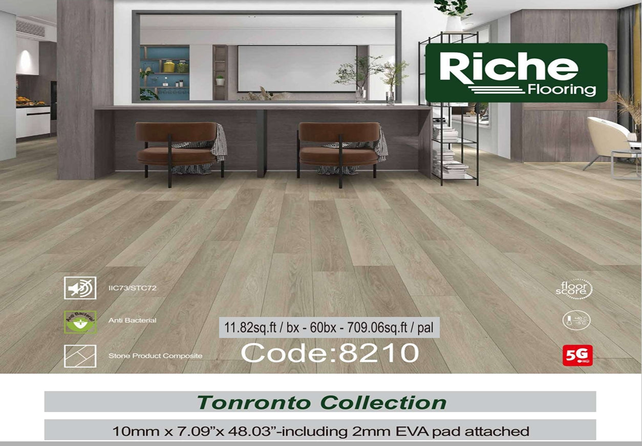 Riche Flooring Ultra-Thick 10mm SPC Vinyl – Greige Mist (20mil Wear Layer)