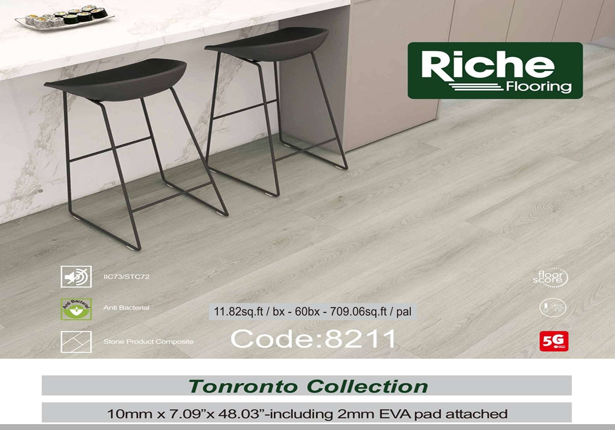 Riche Flooring Ultra-Thick 10mm SPC Vinyl – Pearl Fog (20mil Wear Layer)