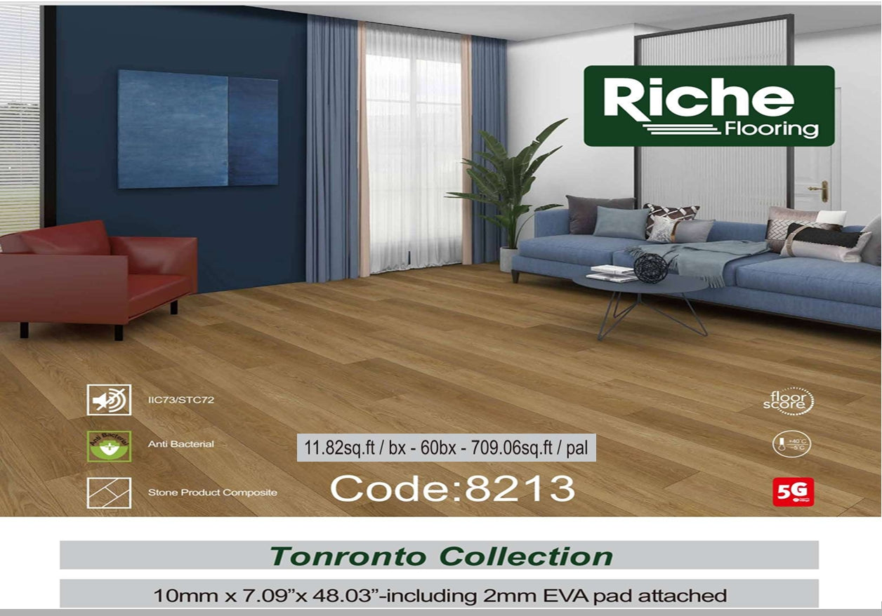 Riche Flooring Ultra-Thick 10mm SPC Vinyl – Amber Grain (20mil Wear Layer)