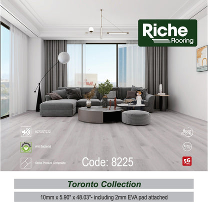 Riche Flooring Ultra-Thick 10mm SPC Vinyl – Silver Whisper (5.9" Narrow Plank) – Close-Up