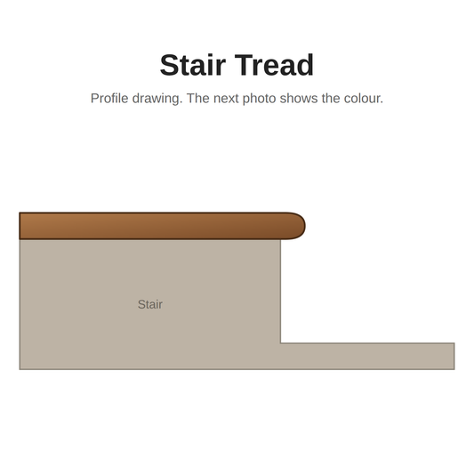 Riche Flooring Stair Tread 6219 / 8219 – Wheat Harvest / Honey Ridge – Stair Tread profile drawing