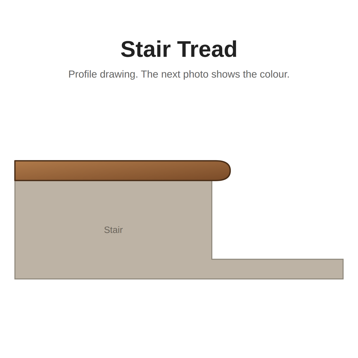 Riche Flooring Stair Tread 6217 / 8217 – Vanilla Maple / Butterscotch Pine – Stair Tread profile drawing