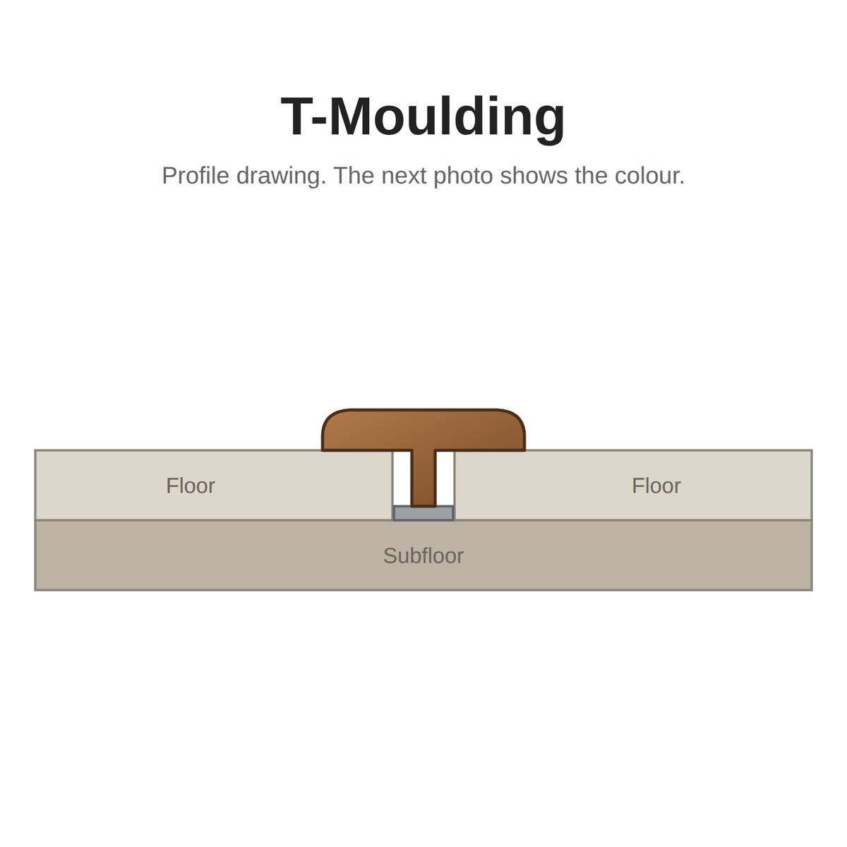 Riche Pewter Elm T-Moulding Transition Trim | PVC | 2400 mm – T-Moulding profile drawing
