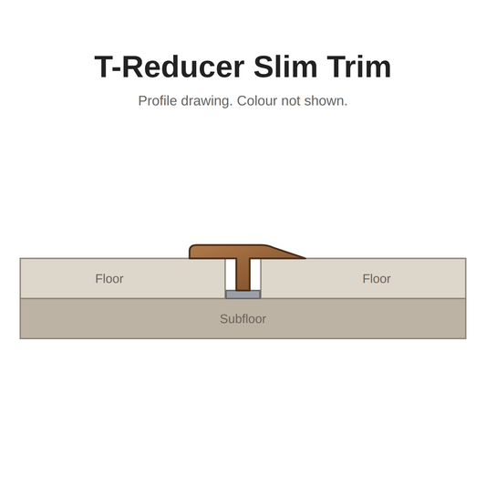 Top Floorings T-Reducer Slim Trim #9153 – PVC, 94" – T-Reducer Slim Trim profile drawing